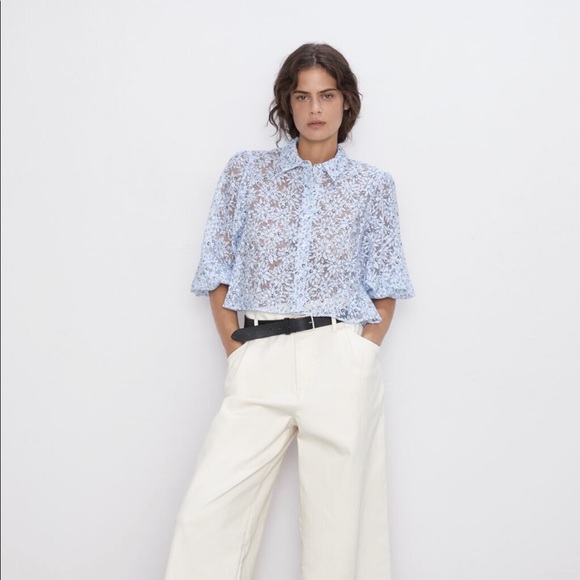 Zara Tops Zara Floral Organza Top Bloggers Favorite Poshmark